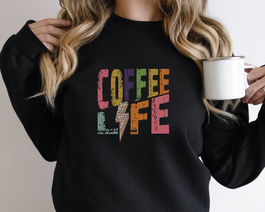Coffee Life SVG PNG | Distressed font Sublimation | Leopard Lightning Bolt | Summer T shirt Design