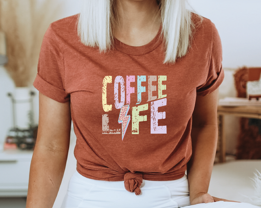 Coffee Life SVG PNG | Distressed font Sublimation | Leopard Lightning Bolt | Summer T shirt Design