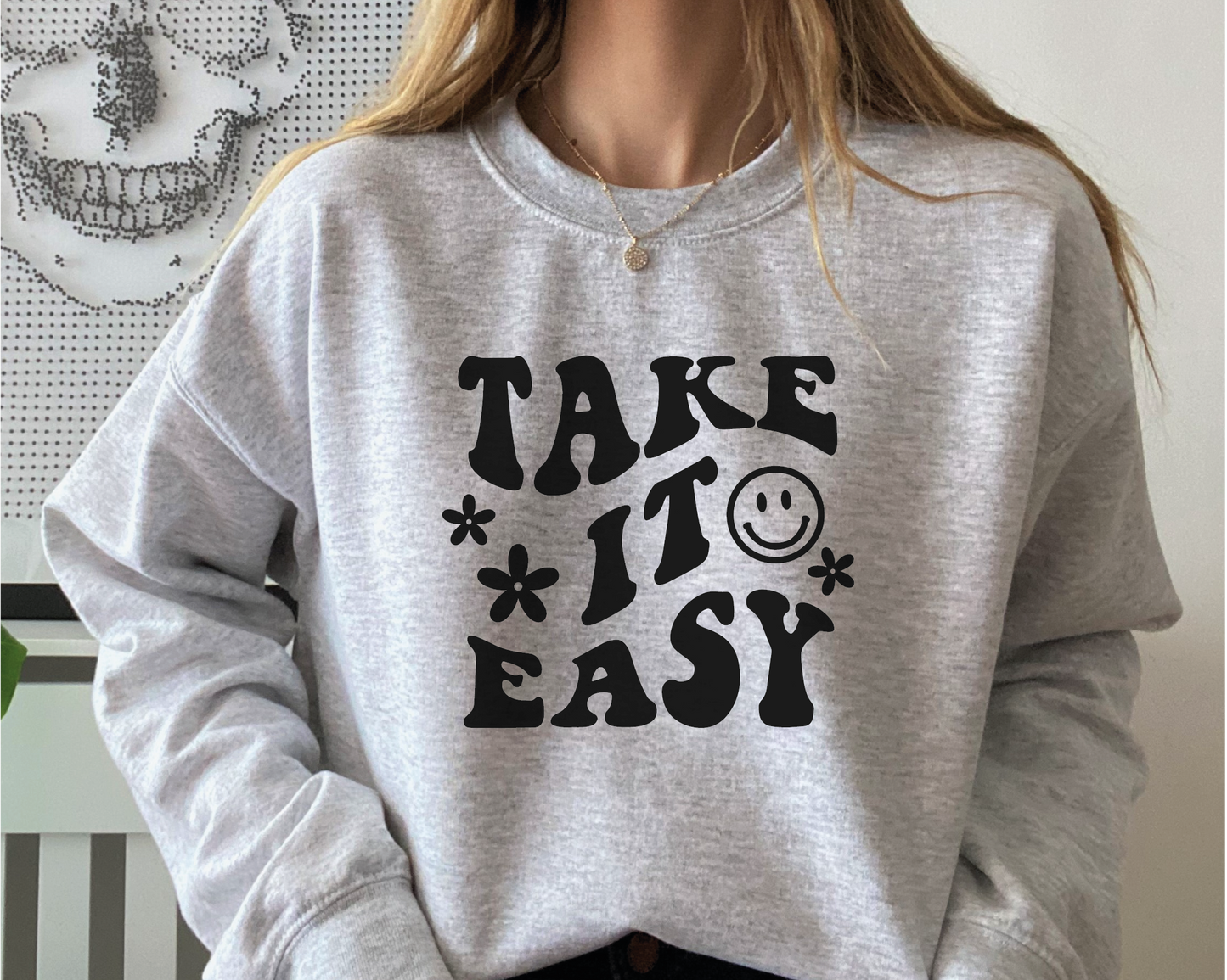 Take It Easy SVG PNG | Smile Face Sublimation | Inspirational | Retro Vintage T shirt Design