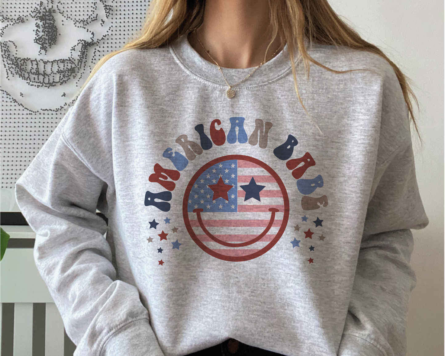 American Babe SVG PNG | American Smile Face Sublimation | Fourth of July | Retro Vintage T shirt Design