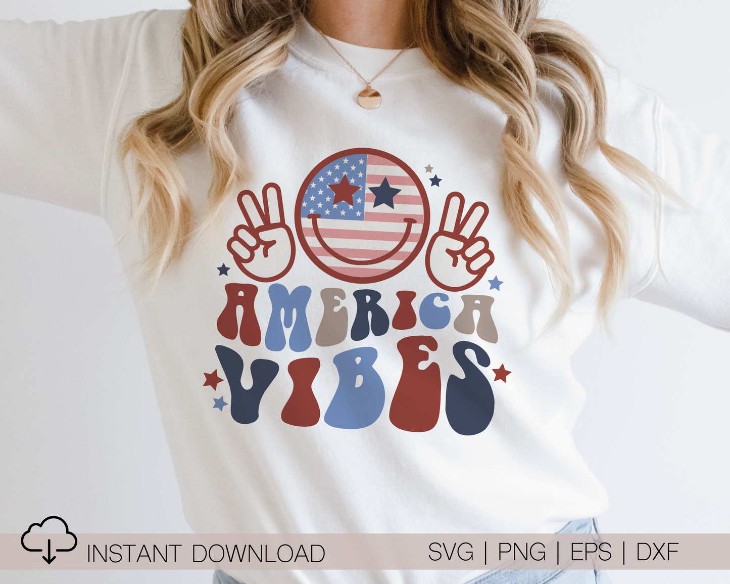 America Vibes SVG PNG | American Smile Face Sublimation | Fourth of July | Retro Vintage T shirt Design