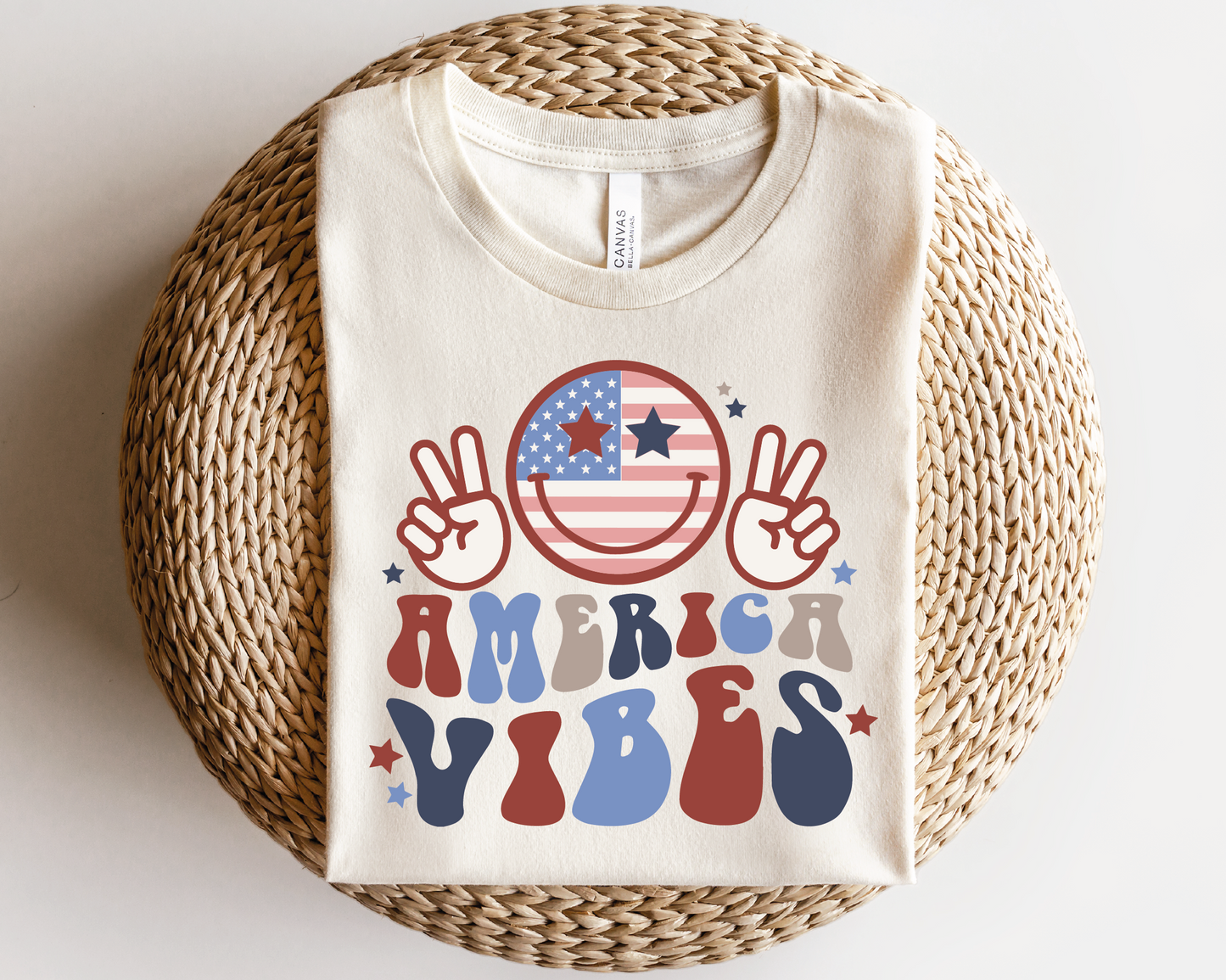 America Vibes SVG PNG | American Smile Face Sublimation | Fourth of July | Retro Vintage T shirt Design