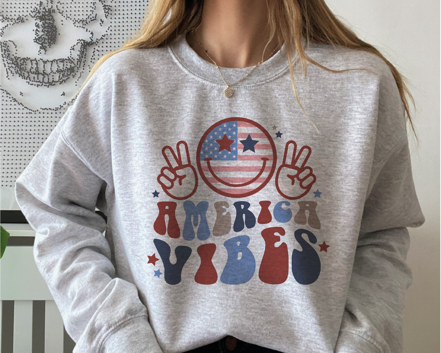 America Vibes SVG PNG | American Smile Face Sublimation | Fourth of July | Retro Vintage T shirt Design