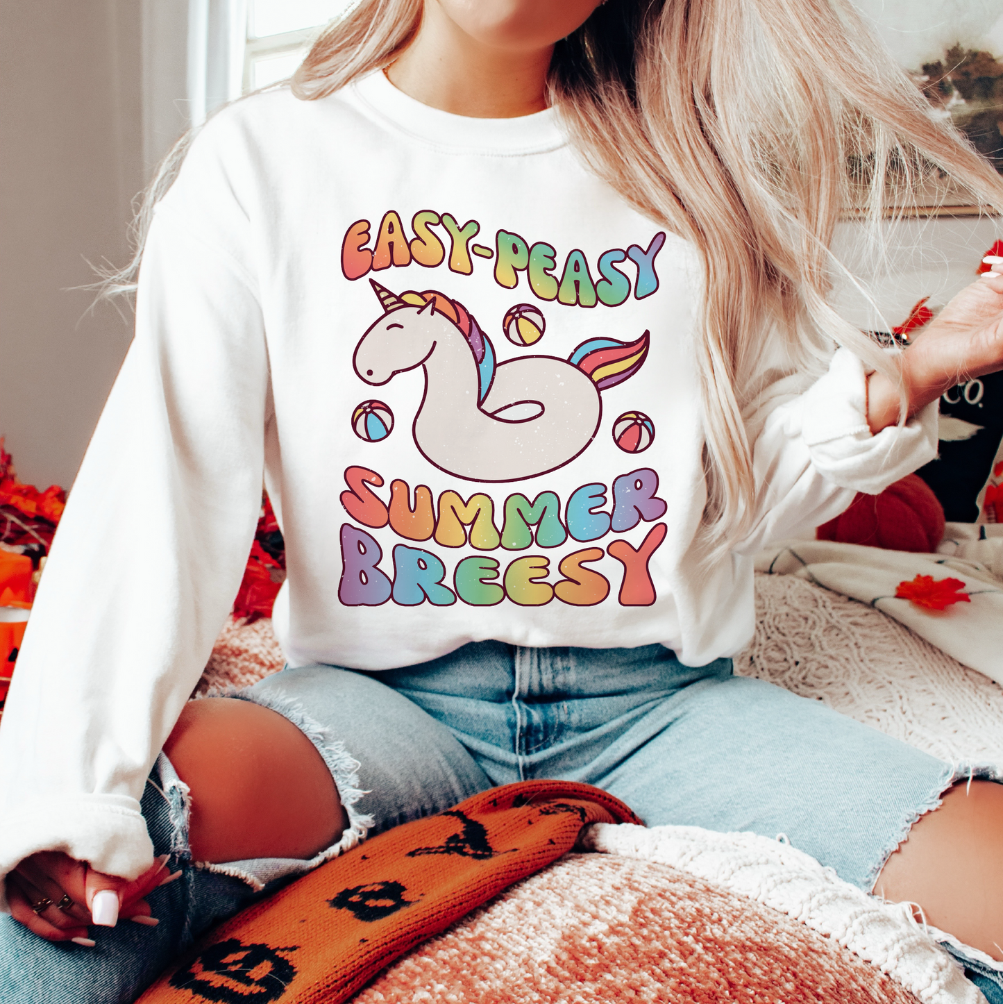 Easy-Peazy Summer Breezy PNG SVG | Unicorn Float Sublimation | Summer T shirt Design