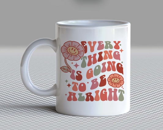 Everything Is Going To Be Alright SVG PNG | Smile Flower Sublimation | Inspirational | Retro Vintage T shirt Design
