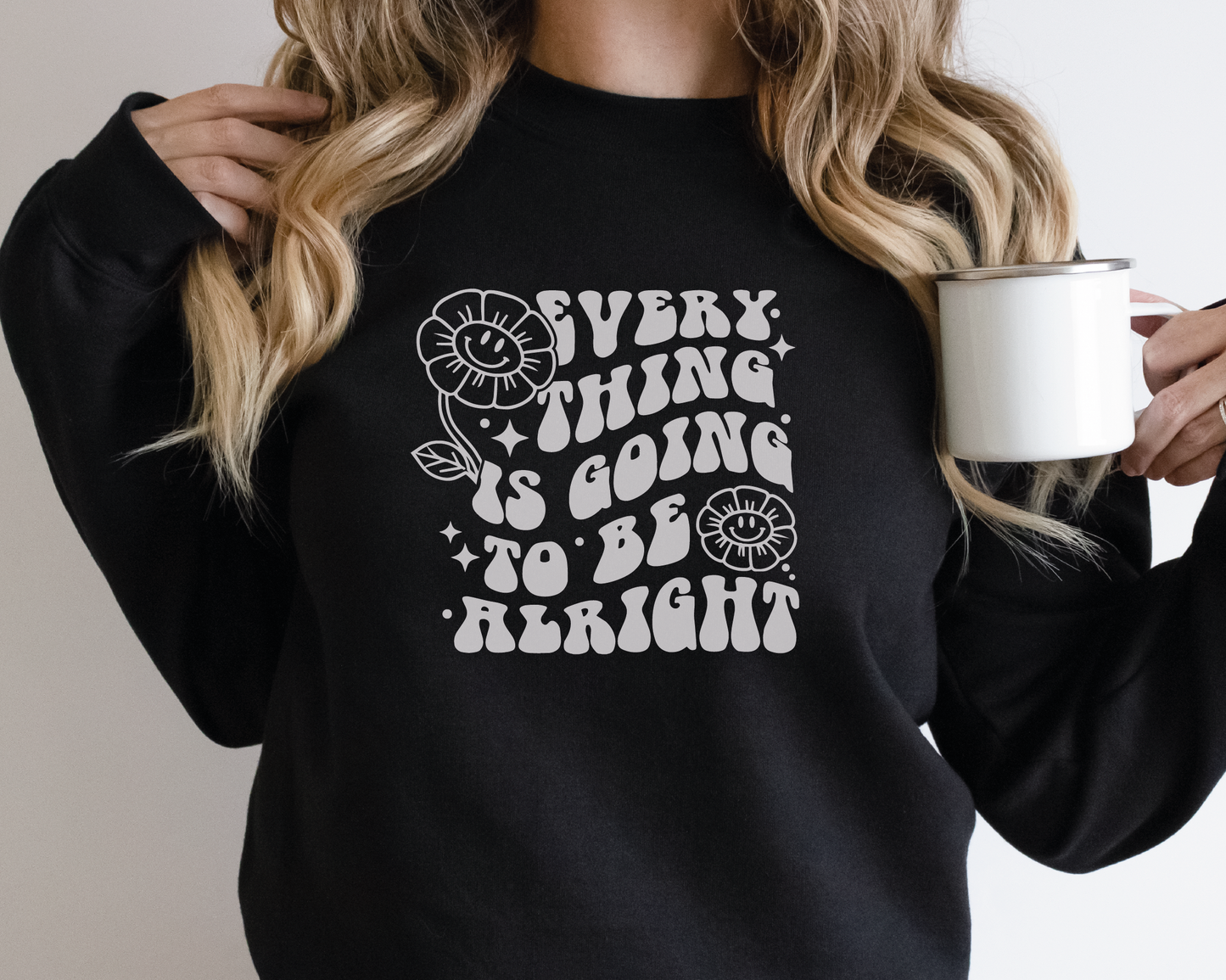 Everything Is Going To Be Alright SVG PNG | Smile Flower Sublimation | Inspirational | Retro Vintage T shirt Design