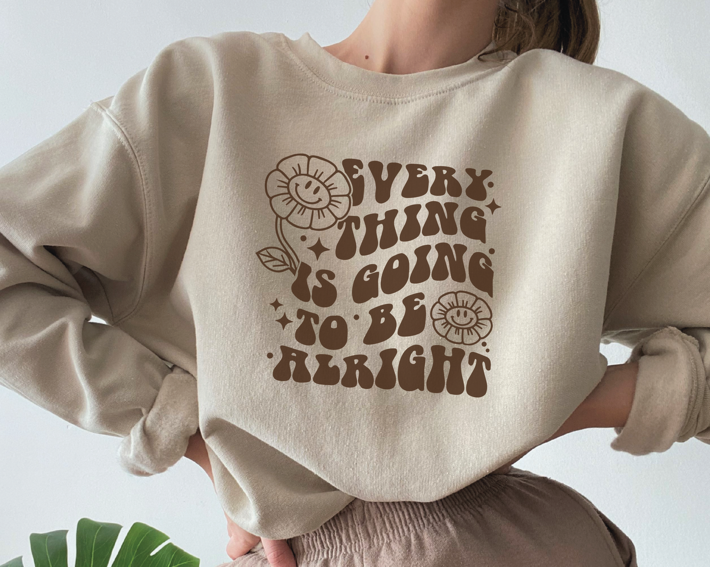 Everything Is Going To Be Alright SVG PNG | Smile Flower Sublimation | Inspirational | Retro Vintage T shirt Design