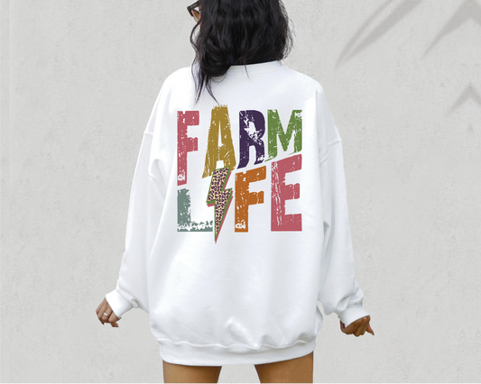 Farm Life SVG PNG | Distressed font Sublimation | Leopard Lightning Bolt | Summer T shirt Design