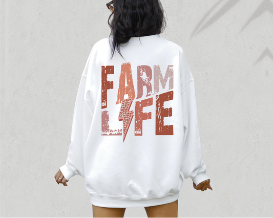 Farm Life SVG PNG | Distressed font Sublimation | Leopard Lightning Bolt | Summer T shirt Design