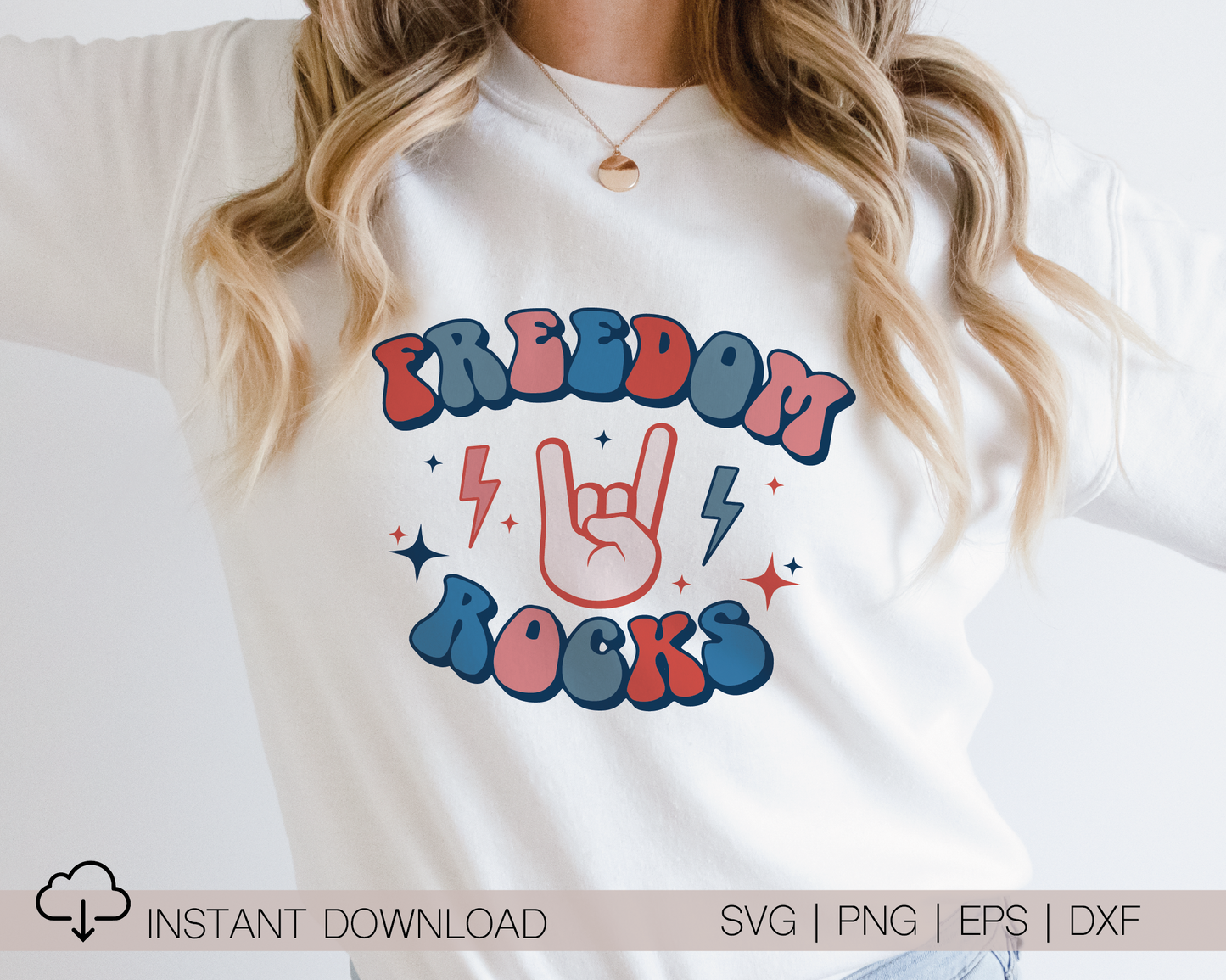 Freedom Rocks SVG PNG | America Patriotic Sublimation | Fourth of July | Retro Vintage T shirt Design