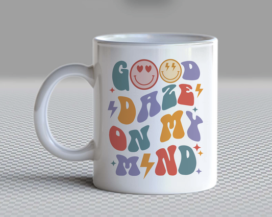 Good Daze On My Mind SVG PNG | Smile Face Sublimation | Good Vibes | Retro Vintage T shirt Design