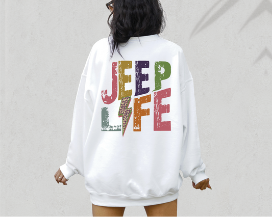 Jeep Life SVG PNG | Distressed font Sublimation | Leopard Lightning Bolt | Summer T shirt Design