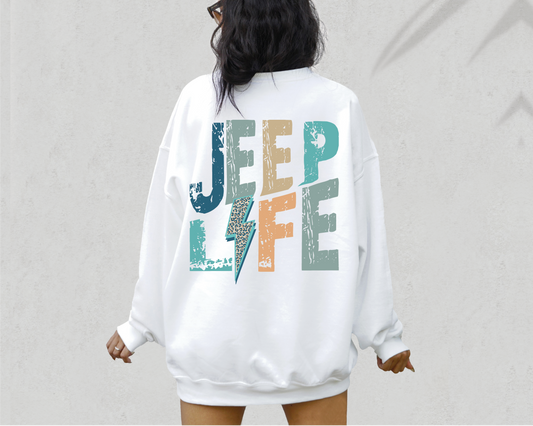 Jeep Life SVG PNG | Distressed font Sublimation | Leopard Lightning Bolt | Summer T shirt Design