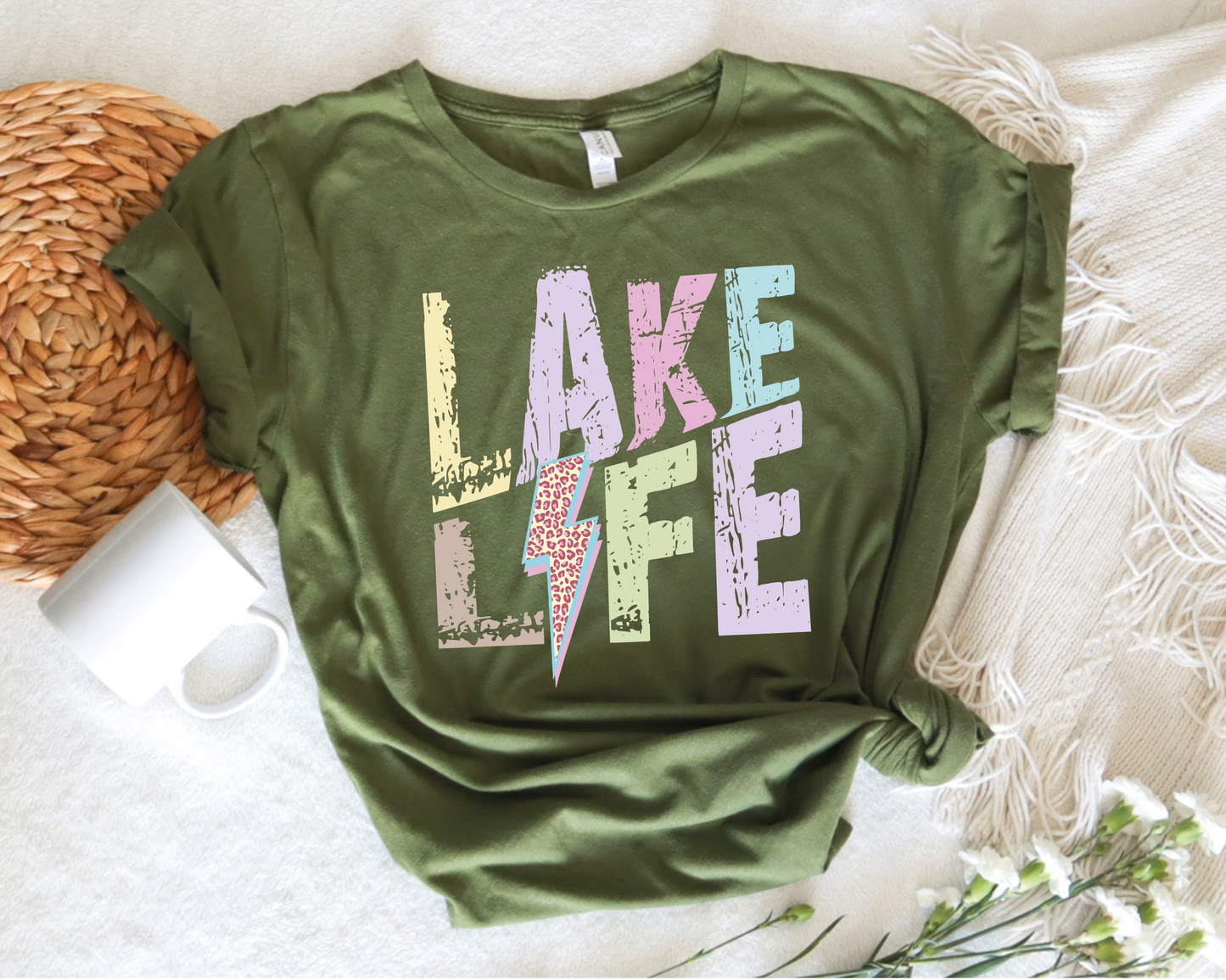 Lake Life SVG PNG | Distressed font Sublimation | Leopard Lightning Bolt | Summer T shirt Design