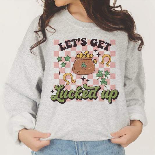 Let's Get Lucked Up PNG SVG | Patricks Day Sublimation | Groovy Pot of Gold Tshirt Desig