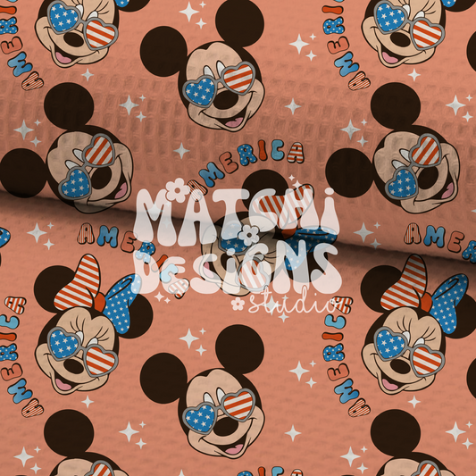 4th of July Red Magical Mouse Seamless Pattern, Repeat Pattern for Fabric Sublimation