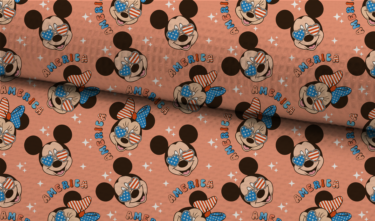 4th of July Red Magical Mouse Seamless Pattern, Repeat Pattern for Fabric Sublimation