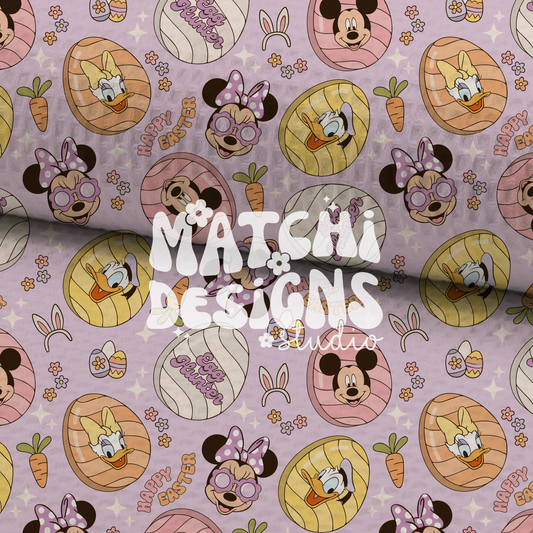 Purple Easter Magical Mouse Ears Seamless Pattern, Repeat Pattern for Fabric Sublimation