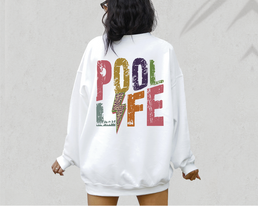 Pool Life SVG PNG | Distressed font Sublimation | Leopard Lightning Bolt | Summer T shirt Design