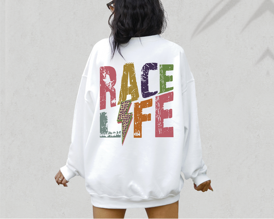 Race Life SVG PNG | Distressed font Sublimation | Leopard Lightning Bolt | Summer T shirt Design