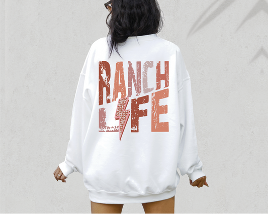 Ranch Life SVG PNG | Distressed font Sublimation | Leopard Lightning Bolt | Summer T shirt Design