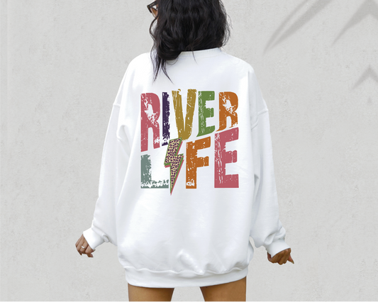 River Life SVG PNG | Distressed font Sublimation | Leopard Lightning Bolt | Summer T shirt Design