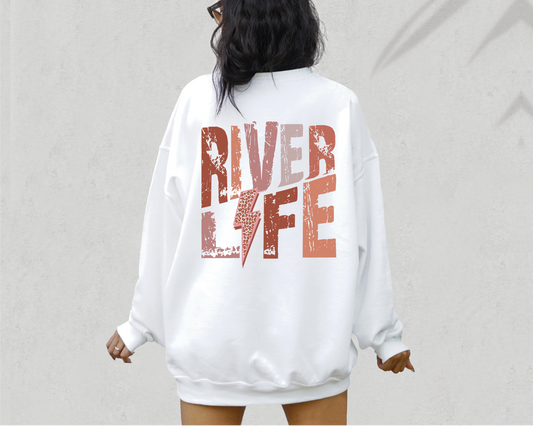 River Life SVG PNG | Distressed font Sublimation | Leopard Lightning Bolt | Summer T shirt Design