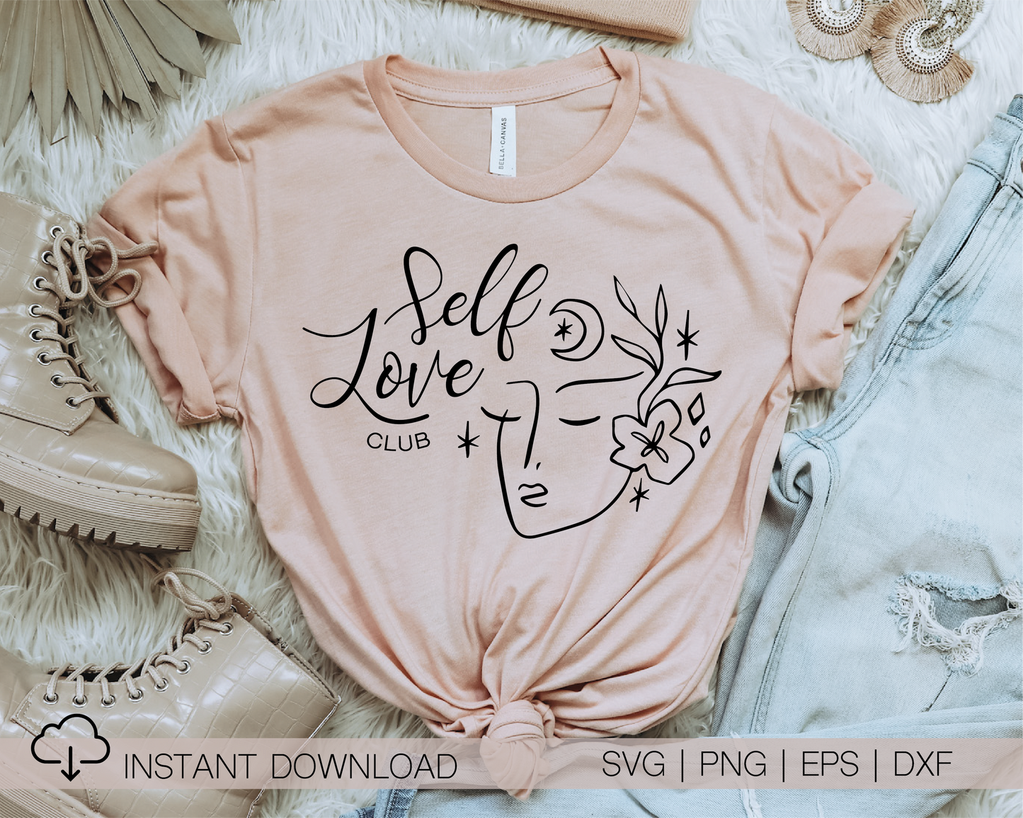 Self Love Club SVG PNG | Strong Woman | Girl Power | Minimalist Feminist T shirt Design