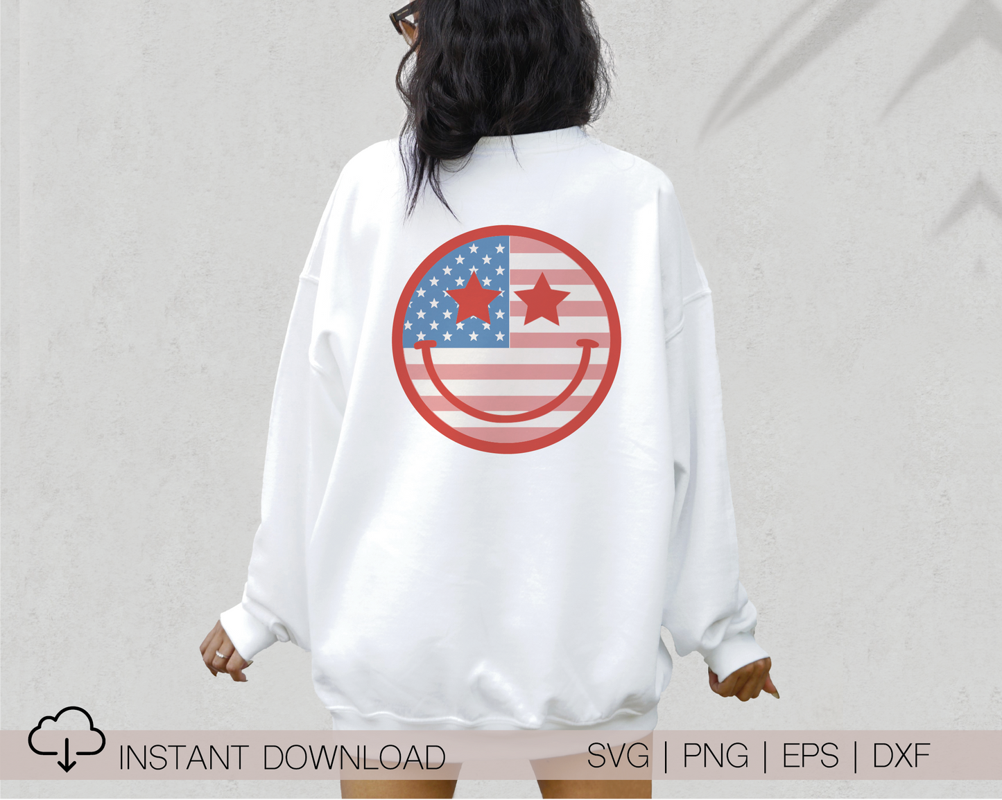 Smile America SVG PNG | 4th of July Patriotic Sublimation | Fourth of July | Retro Vintage T shirt Design