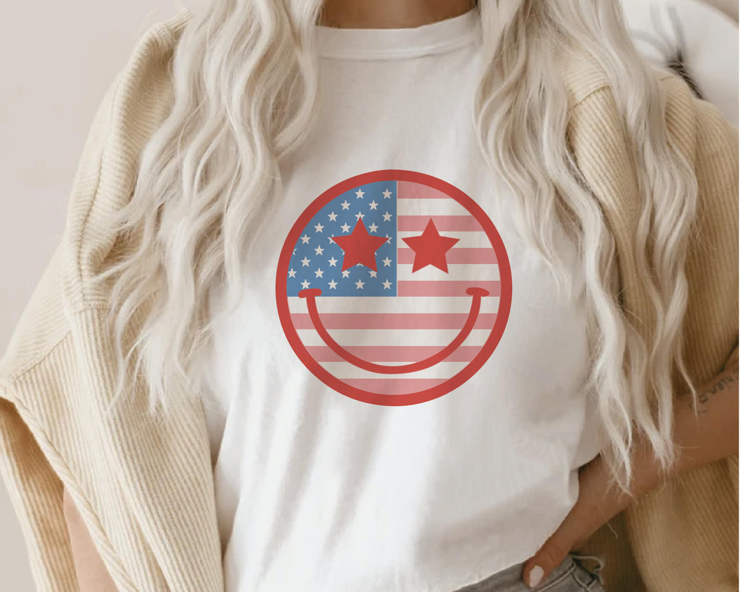 Smile America SVG PNG | 4th of July Patriotic Sublimation | Fourth of July | Retro Vintage T shirt Design
