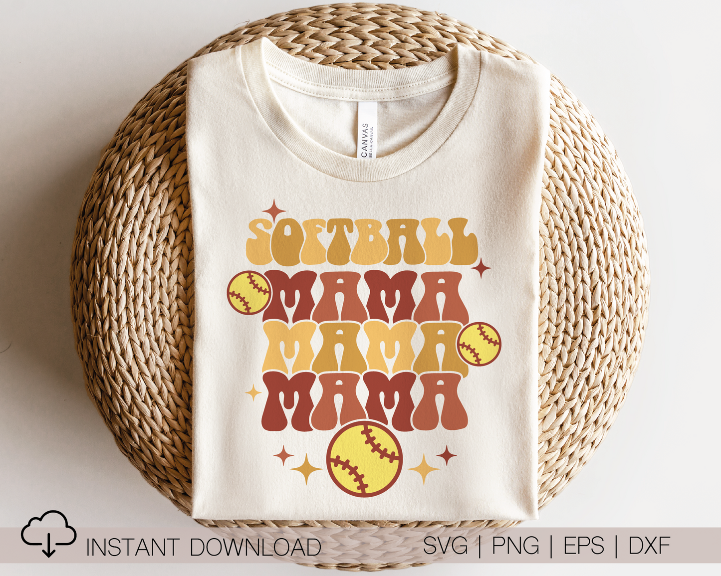Softball Mama SVG PNG | Groovy Softball Sublimation | Retro Mom T shirt Design