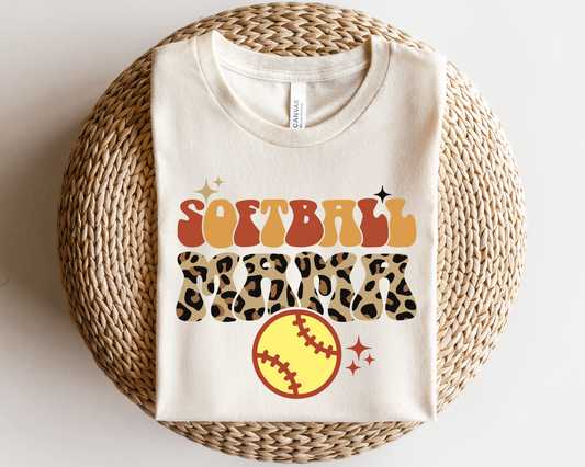 Leopard Softball Mama SVG PNG | Groovy Softball Sublimation | Mom T shirt Design