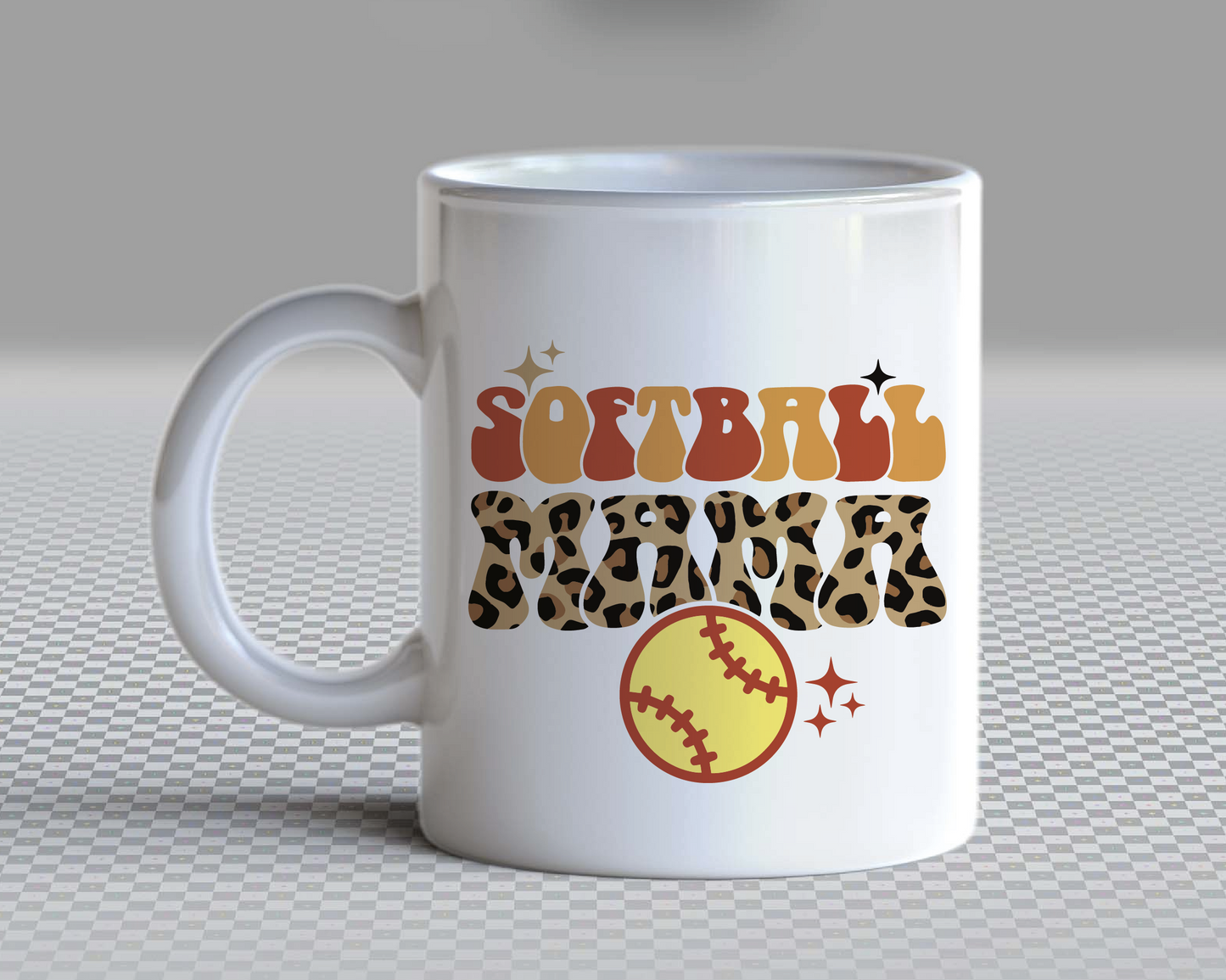 Leopard Softball Mama SVG PNG | Groovy Softball Sublimation | Mom T shirt Design