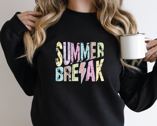 Summer Break SVG PNG | Distressed font Sublimation | Leopard Lightning Bolt | Summer T shirt Design