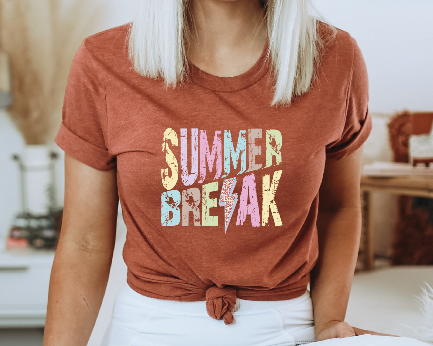 Summer Break SVG PNG | Distressed font Sublimation | Leopard Lightning Bolt | Summer T shirt Design