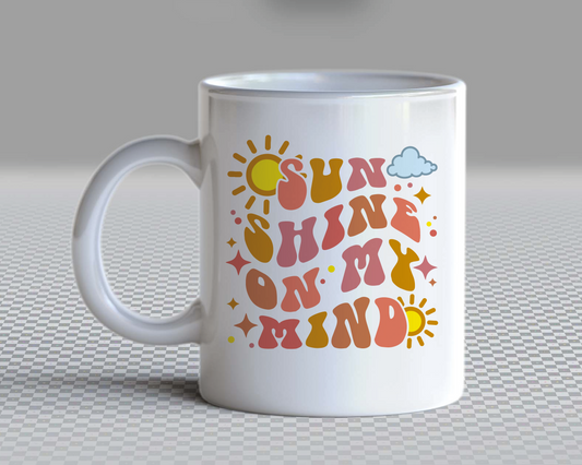 Sunshine On My Mind SVG PNG | Groovy Sublimation | Inspirational | Retro Vintage T shirt Design