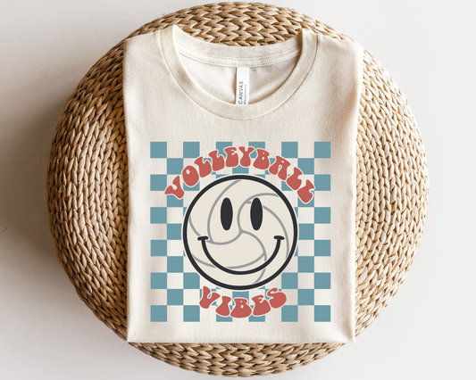 Volleyball Vibes SVG PNG | Checkered Smile Face Sublimation | Volleyball T shirt Design