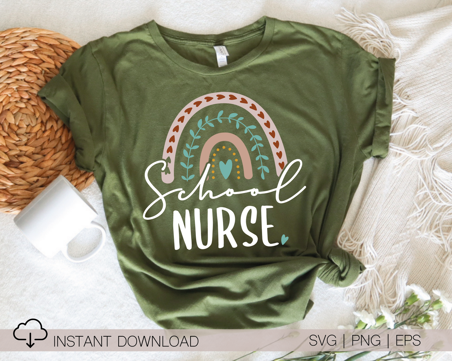 School Nurse SVG PNG | Rainbow Sublimation | Nurse Life T shirt Design Cut file