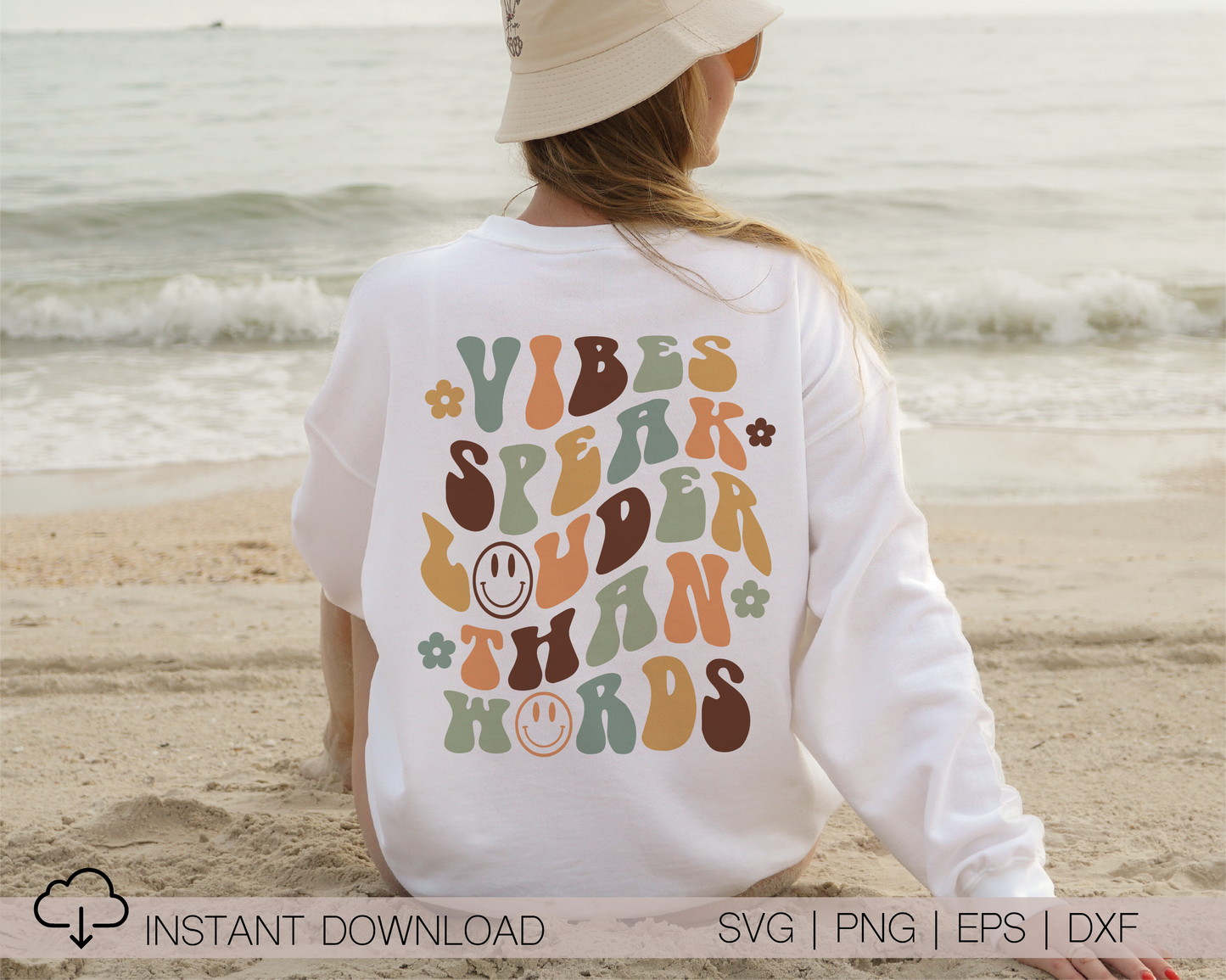 Vibes Speak Louder than Words SVG PNG | Smile Face Sublimation | Good Vibes | Retro Vintage T shirt Design