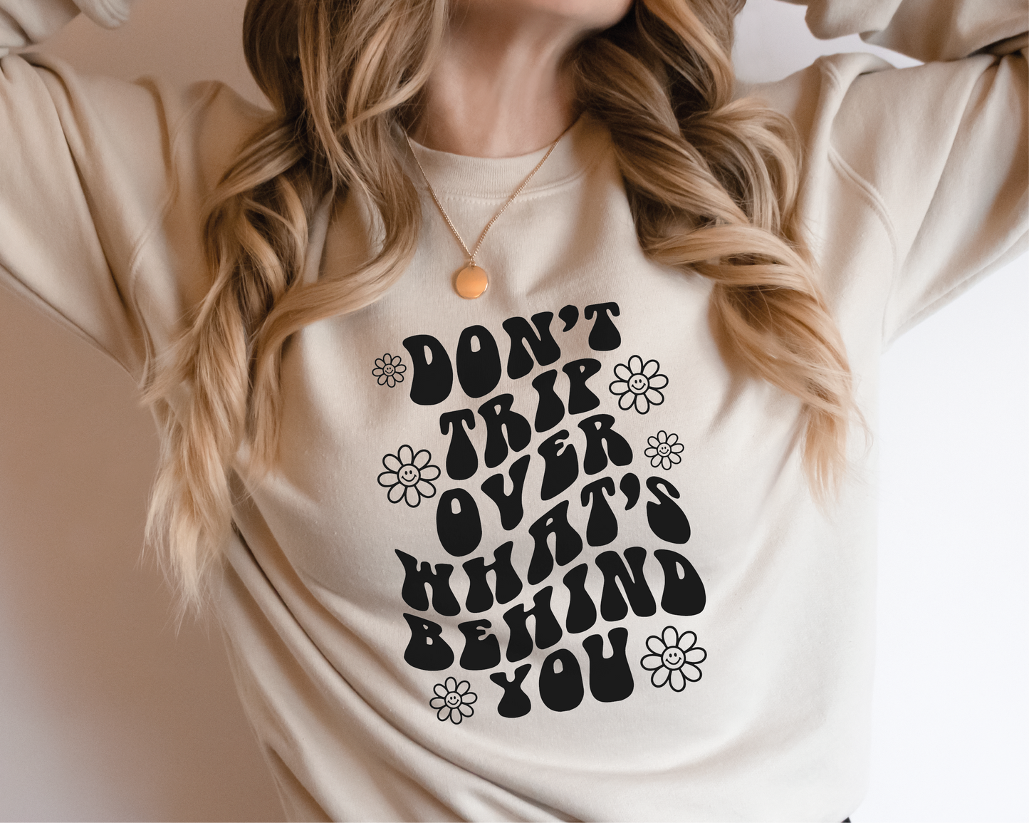 Don't Trip Over What's Behind You SVG PNG | Flower Smile Face Sublimation | Retro Vintage T shirt Design