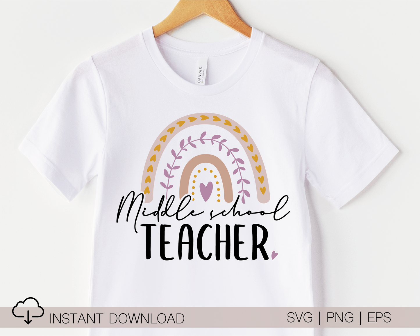Middle School Teacher SVG PNG | Rainbow Sublimation | Teacher T shirt Design Cut file
