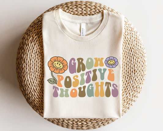 Grow Positive Thoughts You SVG PNG | Flower Smile Face Sublimation | Retro Vintage T shirt Design
