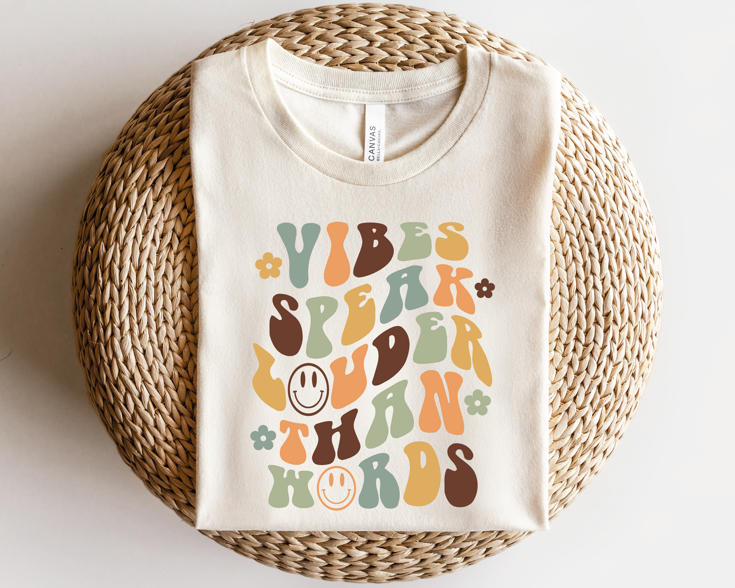 Vibes Speak Louder than Words SVG PNG | Smile Face Sublimation | Good Vibes | Retro Vintage T shirt Design