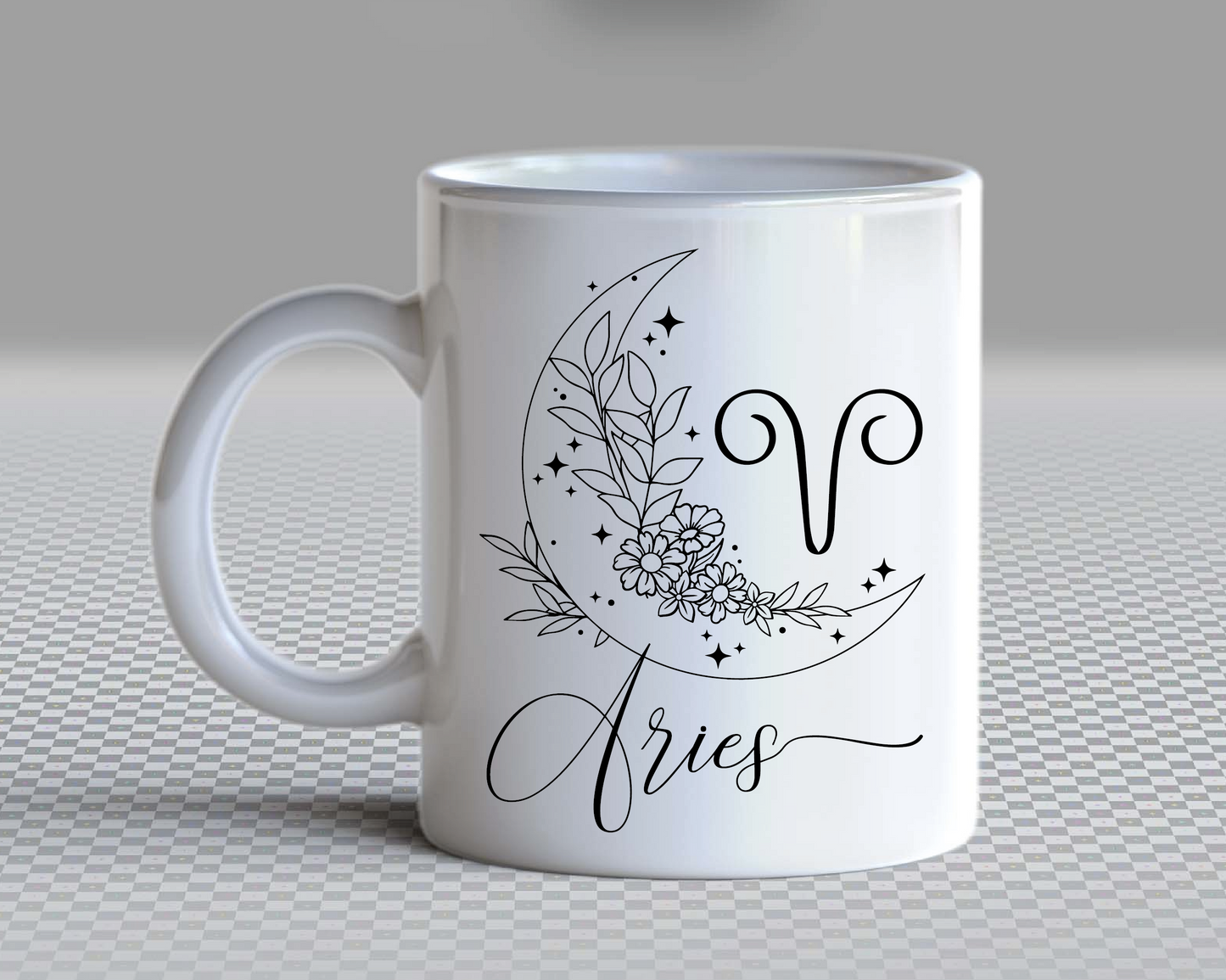 Aries SVG PNG | Zodiac | Aries Girl Woman | Floral Moon | T shirt Design Cut file