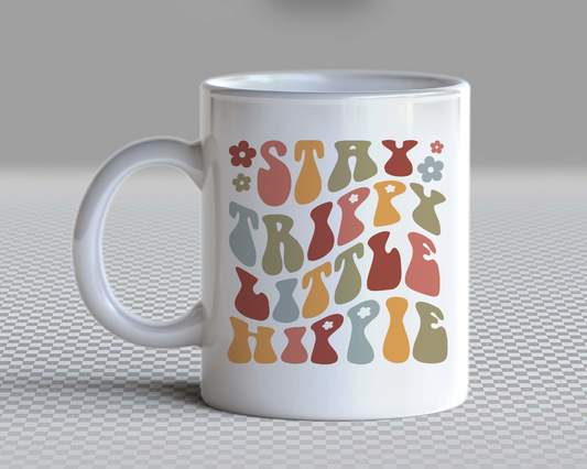 Stay Trippy Little Hippie SVG PNG | Groovy Sublimation | Inspirational | Retro Vintage T shirt Design