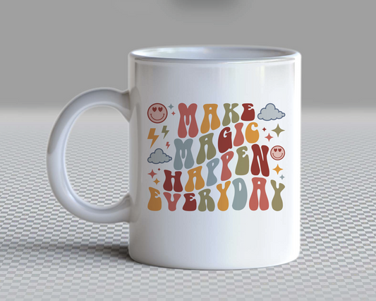Make Magic Happen Everyday SVG PNG | Smile Face Sublimation | Inspirational | Retro Vintage T shirt Design