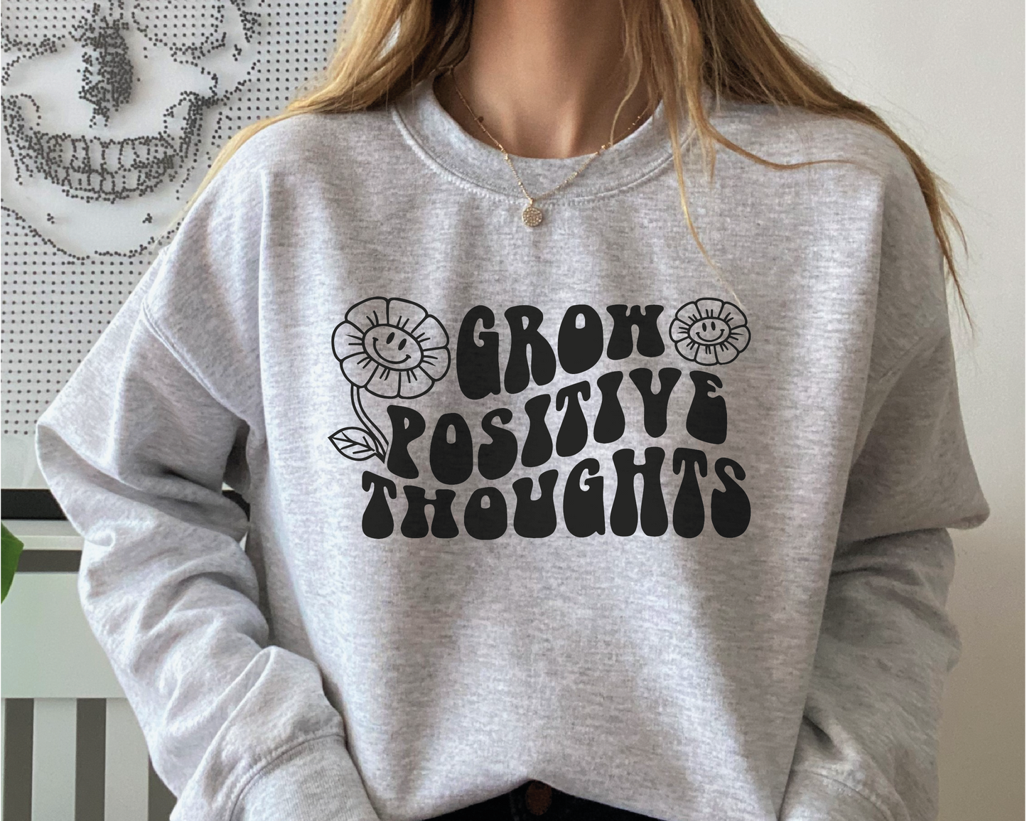 Grow Positive Thoughts You SVG PNG | Flower Smile Face Sublimation | Retro Vintage T shirt Design