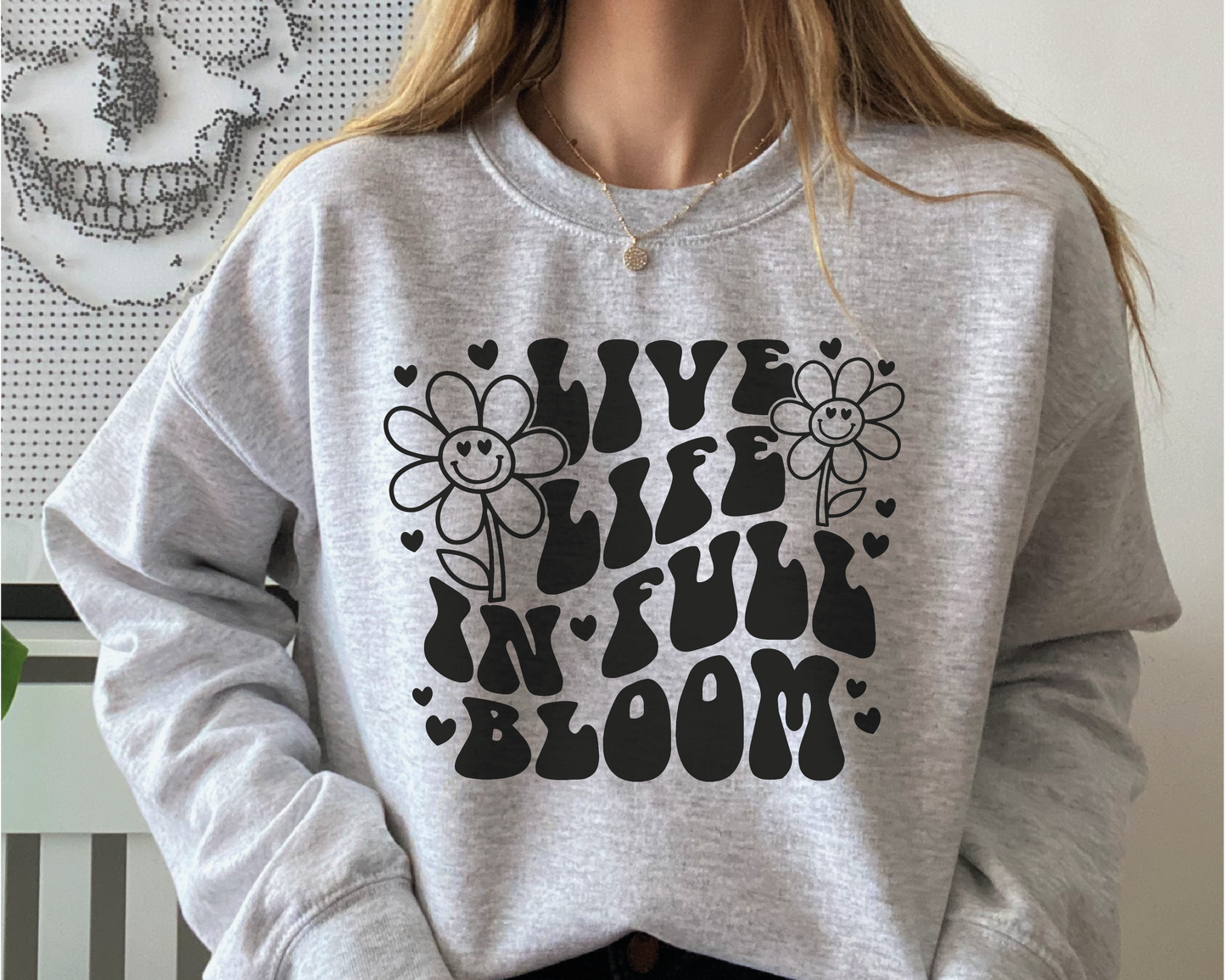 Live Life in Full Bloom SVG PNG | Smile Flower Sublimation | Inspirational | Retro Vintage T shirt Design