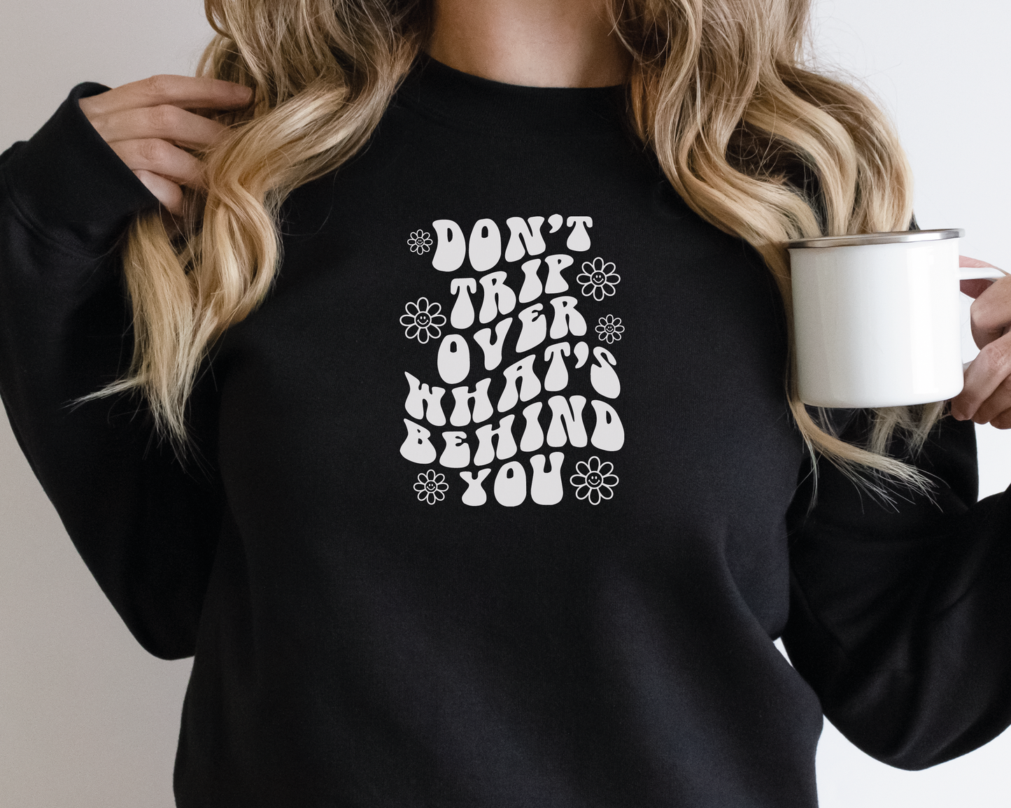 Don't Trip Over What's Behind You SVG PNG | Flower Smile Face Sublimation | Retro Vintage T shirt Design