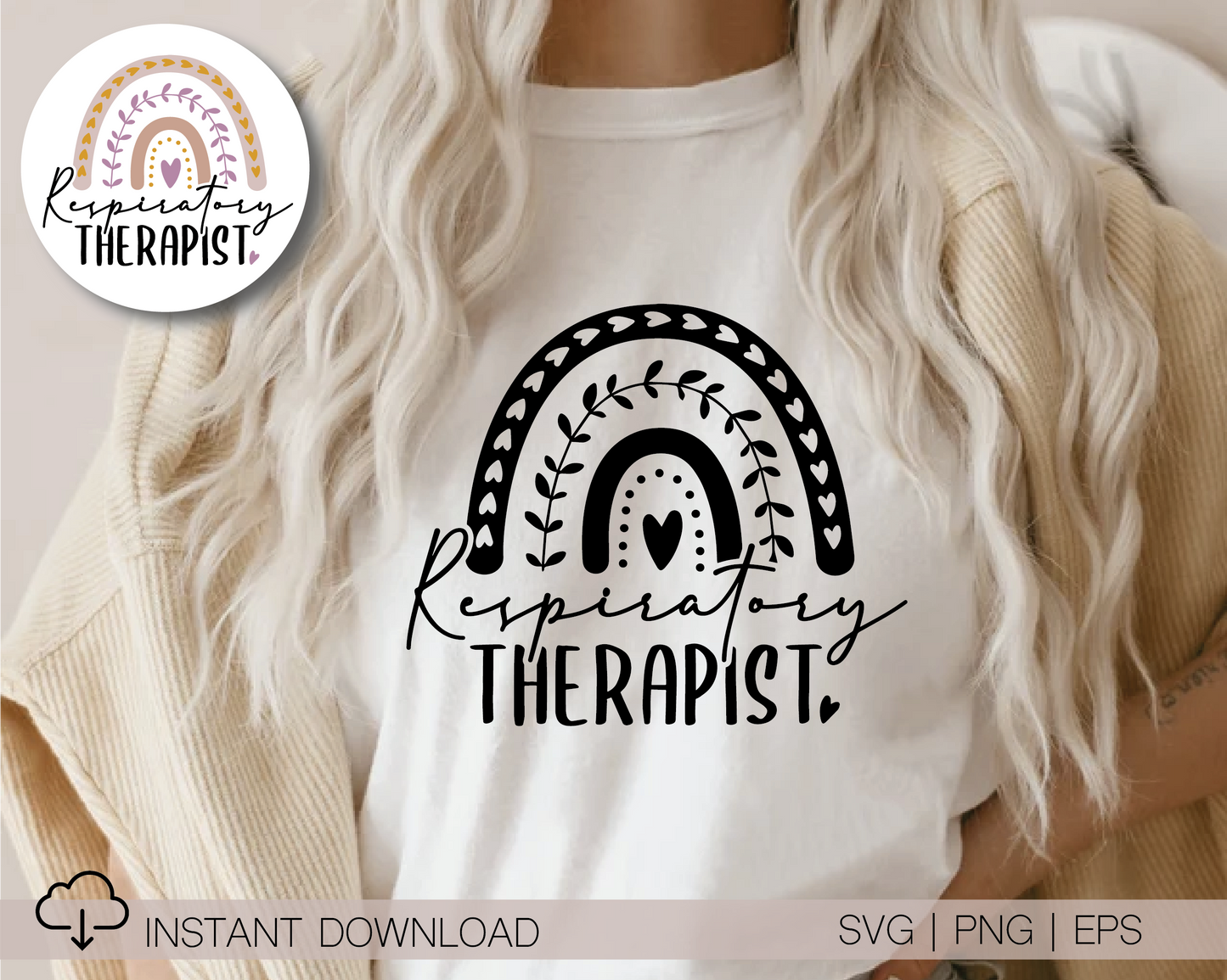 Respiratory Therapist SVG PNG | RT Rainbow Sublimation | Therapy T shirt Design Cut file